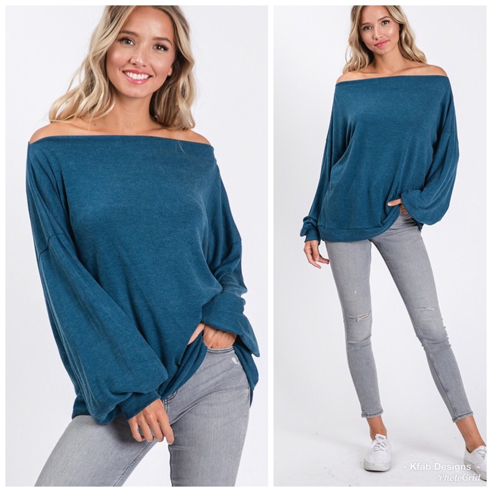 ❤️LAST 1! Teal Wear 2 Ways! On/Off Shoulder Top! - Picture 3 of 5